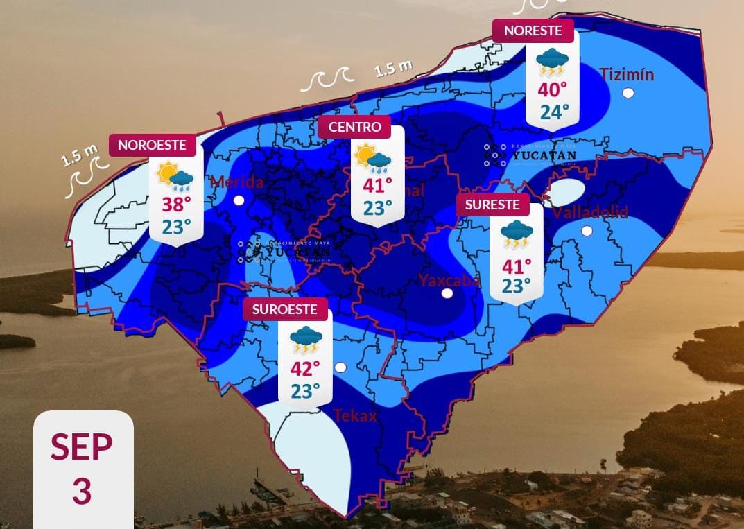 Pronóstico del tiempo: Así será el clima en Yucatán este jueves 3 de septiembre