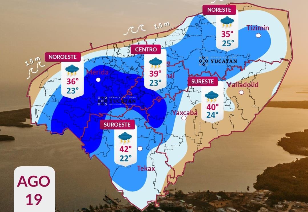 Pronóstico del tiempo: Así será el clima en Yucatán este miércoles 19 de agosto