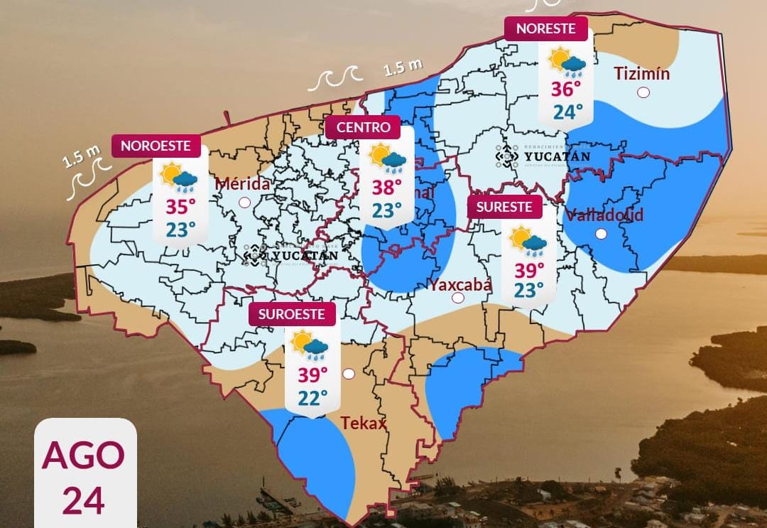 Pronóstico del tiempo: Así será el clima en Yucatán este lunes 24 de agosto