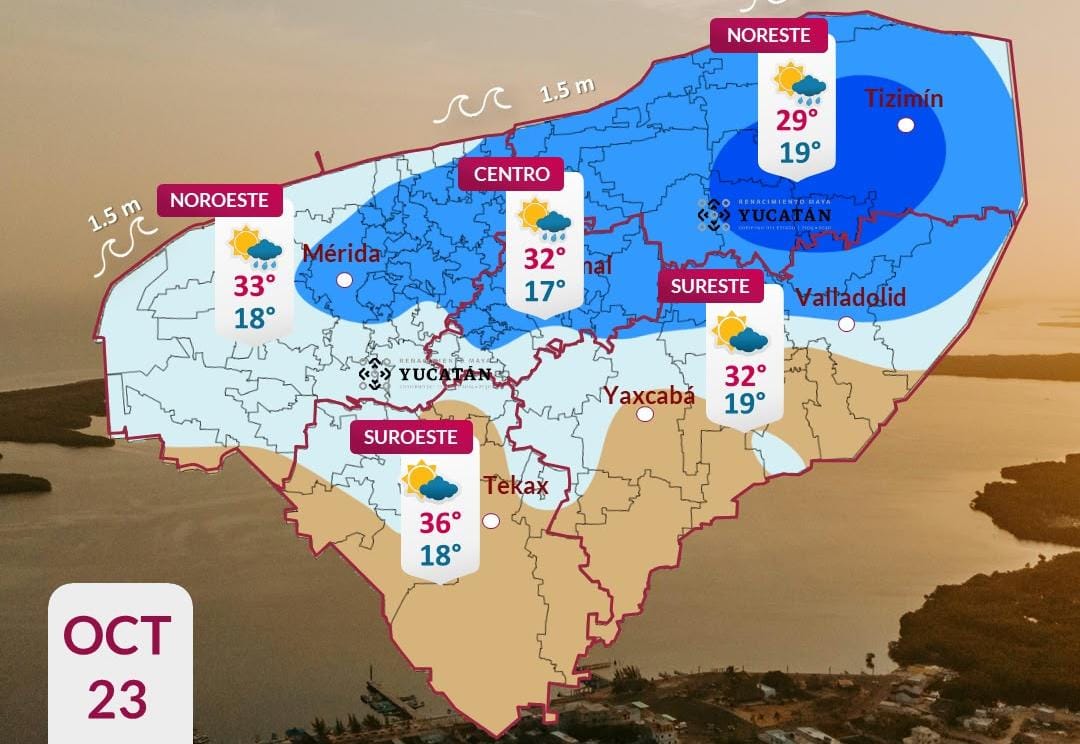 Pronóstico del tiempo: Así será el clima en Yucatán este viernes 23 de octubre