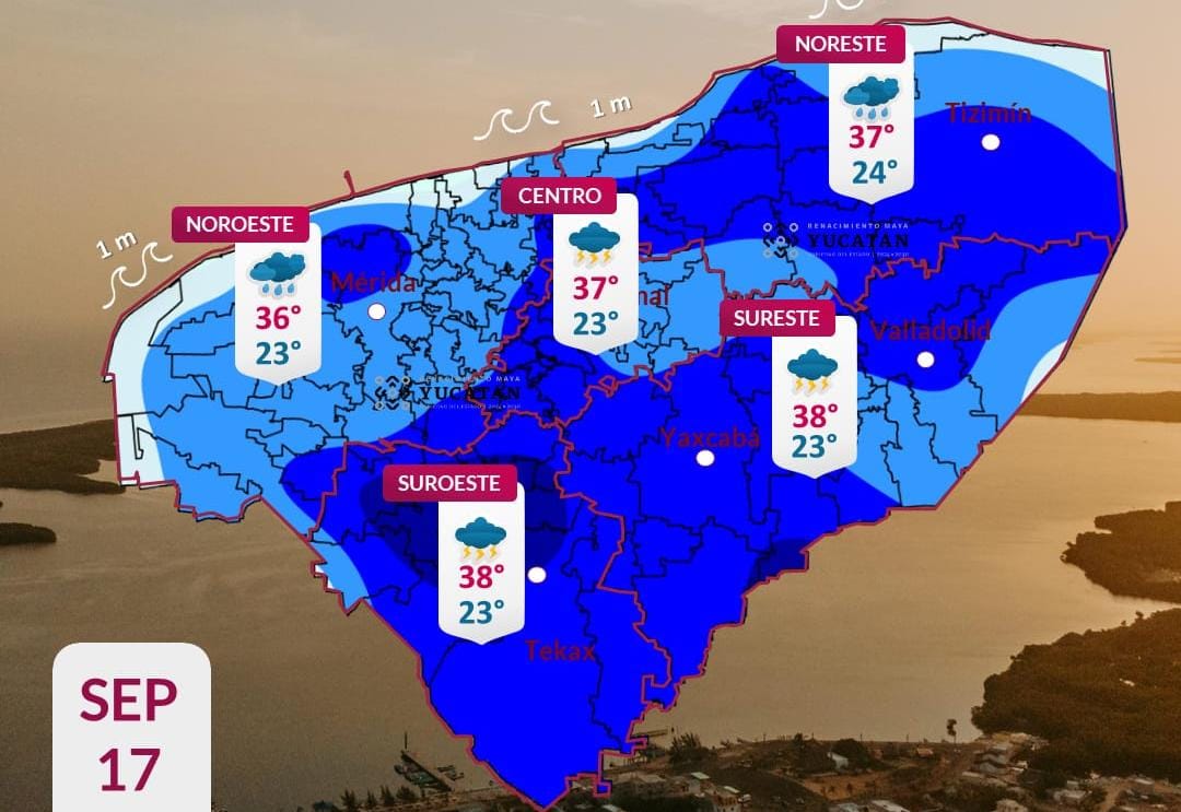 Pronóstico del tiempo: Así será el clima en Yucatán este jueves 17 de septiembre