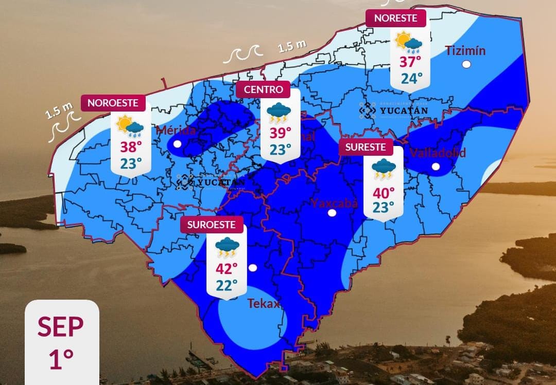 Pronóstico del tiempo: Así será el clima en Yucatán este martes 1 de septiembre