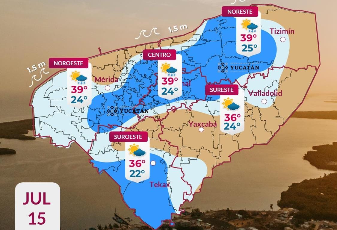 Pronóstico del tiempo: Así será el clima en Yucatán este miércoles 15 de julio