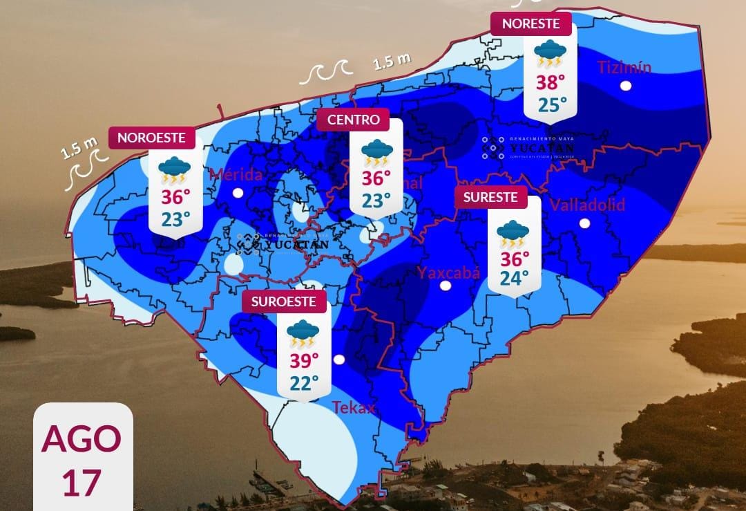 Pronóstico del tiempo: Así será el clima en Yucatán este lunes 17 de agosto