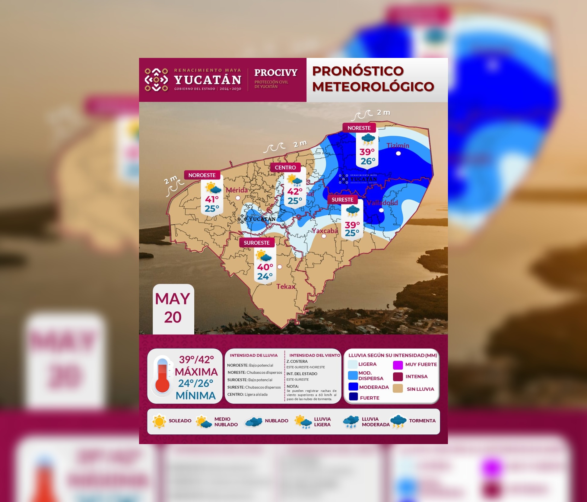 Pronóstico del tiempo: Así será el clima en Yucatán este miércoles 20 de mayo
