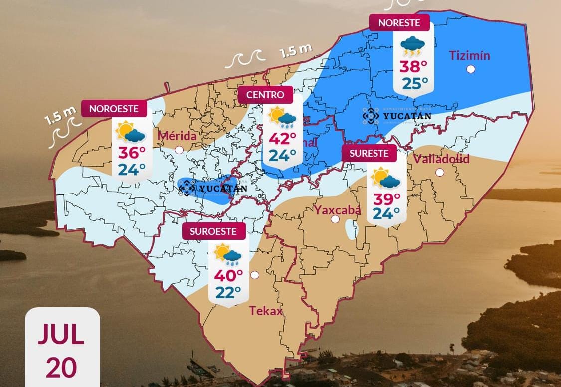 Pronóstico del tiempo: Así será el clima en Yucatán este lunes 20 de julio