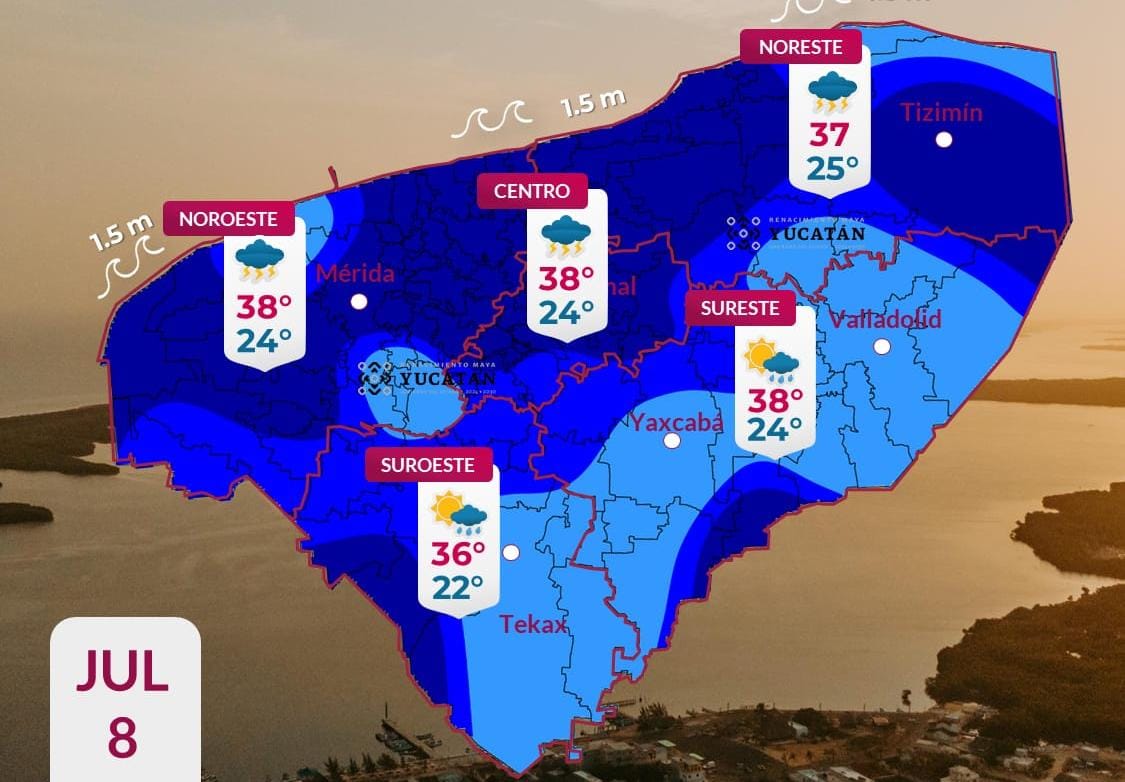 Pronóstico del tiempo: Así será el clima en Yucatán este miércoles 8 de julio