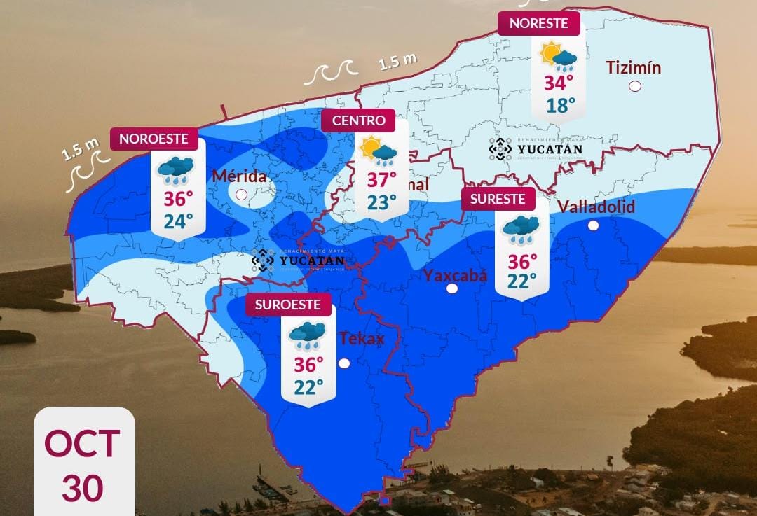 Pronóstico del tiempo: Así será el clima en Yucatán este viernes 30 de octubre