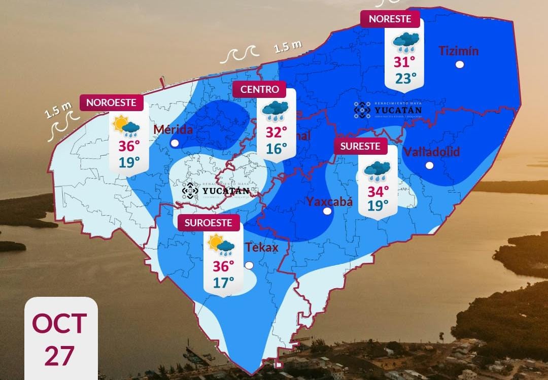 Pronóstico del tiempo: Así será el clima en Yucatán este martes 27 de octubre