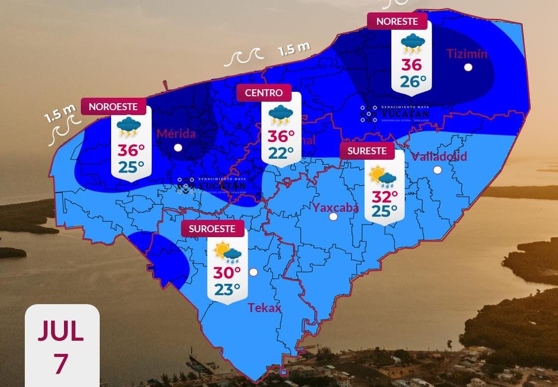 Pronóstico del tiempo: Así será el clima en Yucatán este martes 7 de julio