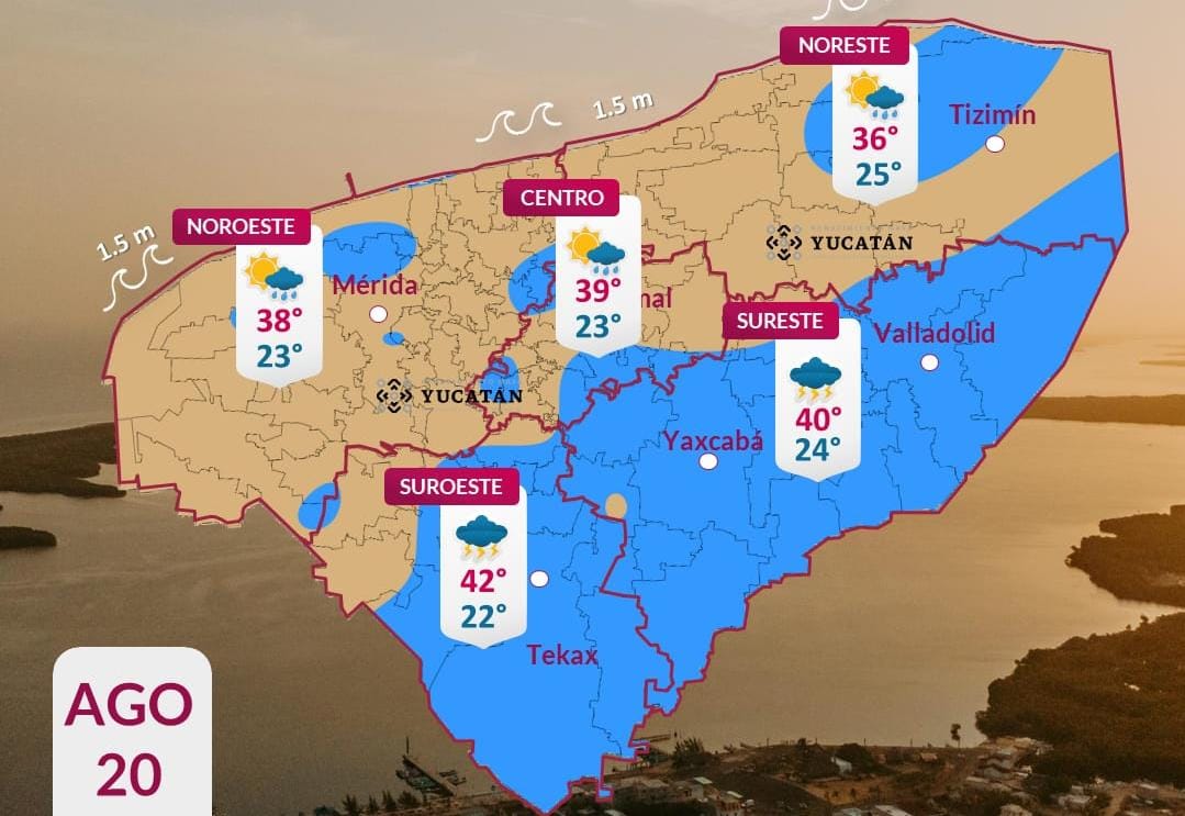 Pronóstico del tiempo: Así será el clima en Yucatán este jueves 20 de agosto