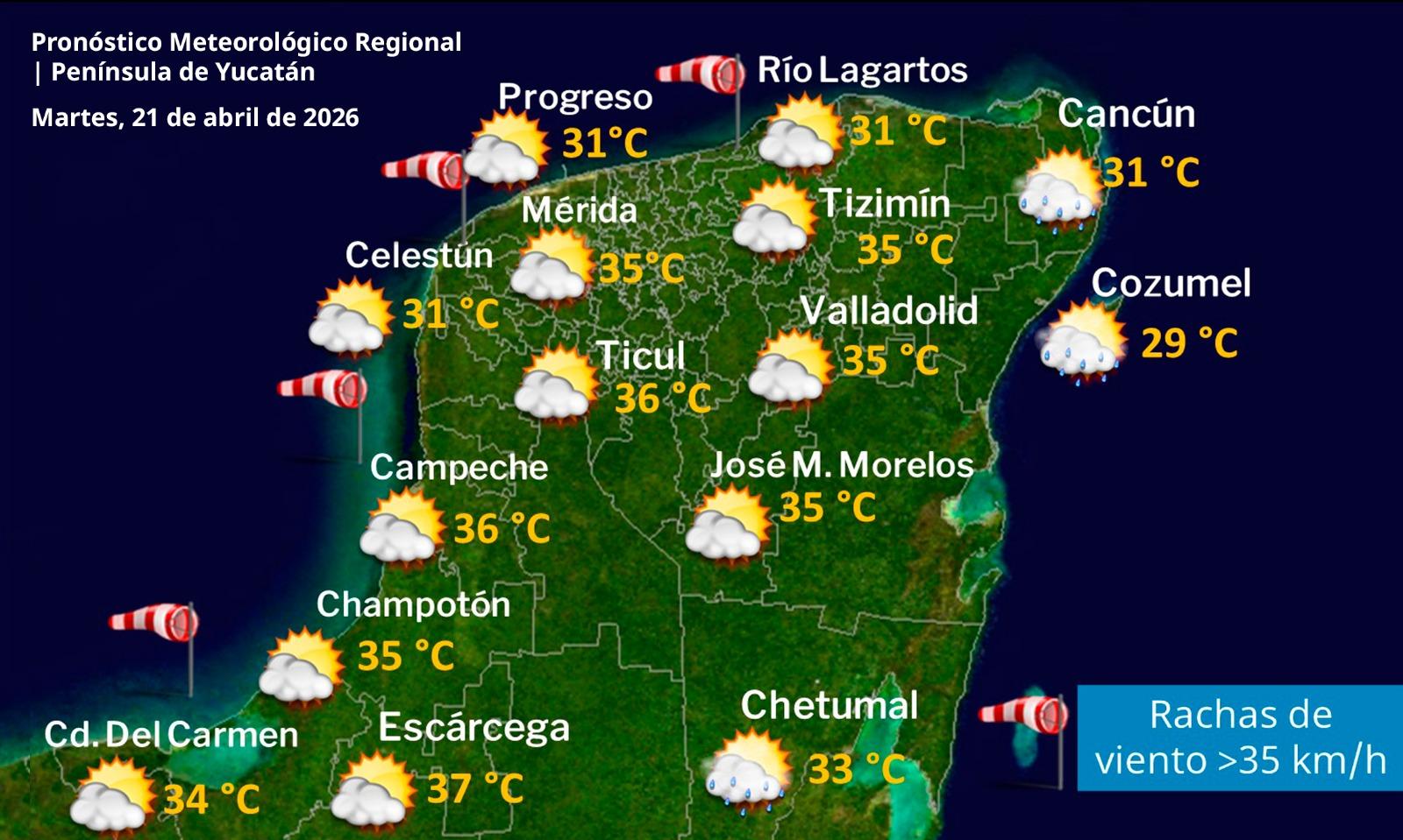 Pronóstico del tiempo: Así será el clima en Yucatán este martes 21 de abril