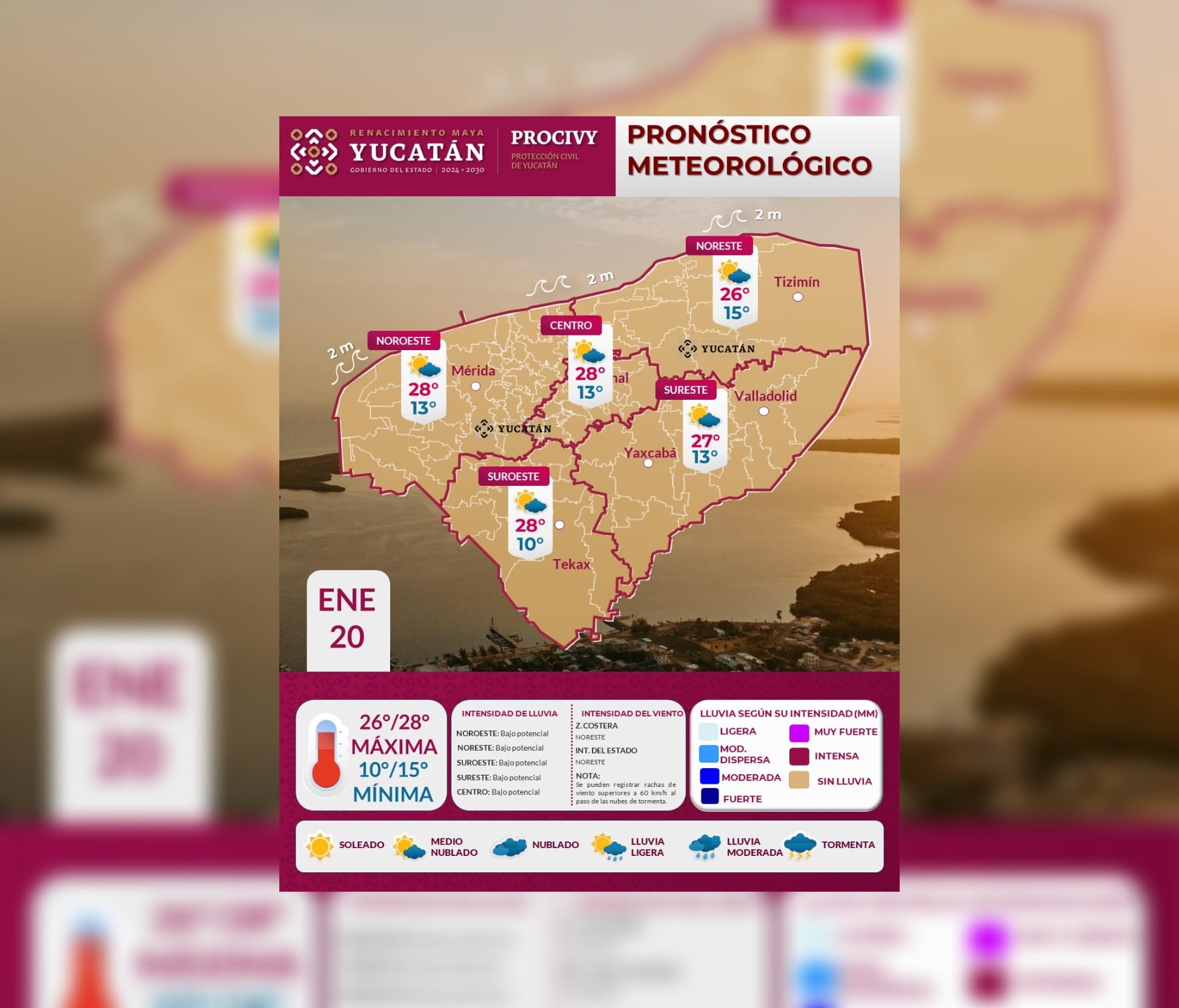 Clima en Yucatán este martes 20 de enero 