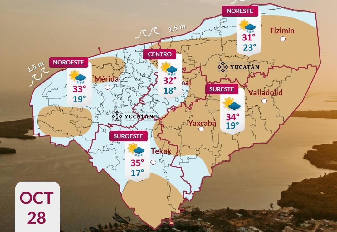Pronóstico del tiempo: Así será el clima en Yucatán este miércoles 28 de octubre