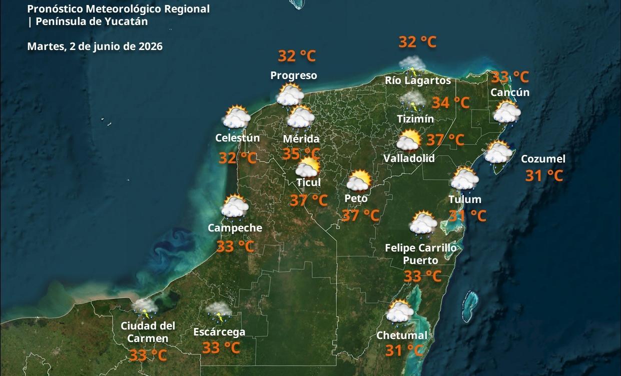 Pronóstico del tiempo: Así será el clima en Yucatán este martes 2 de junio