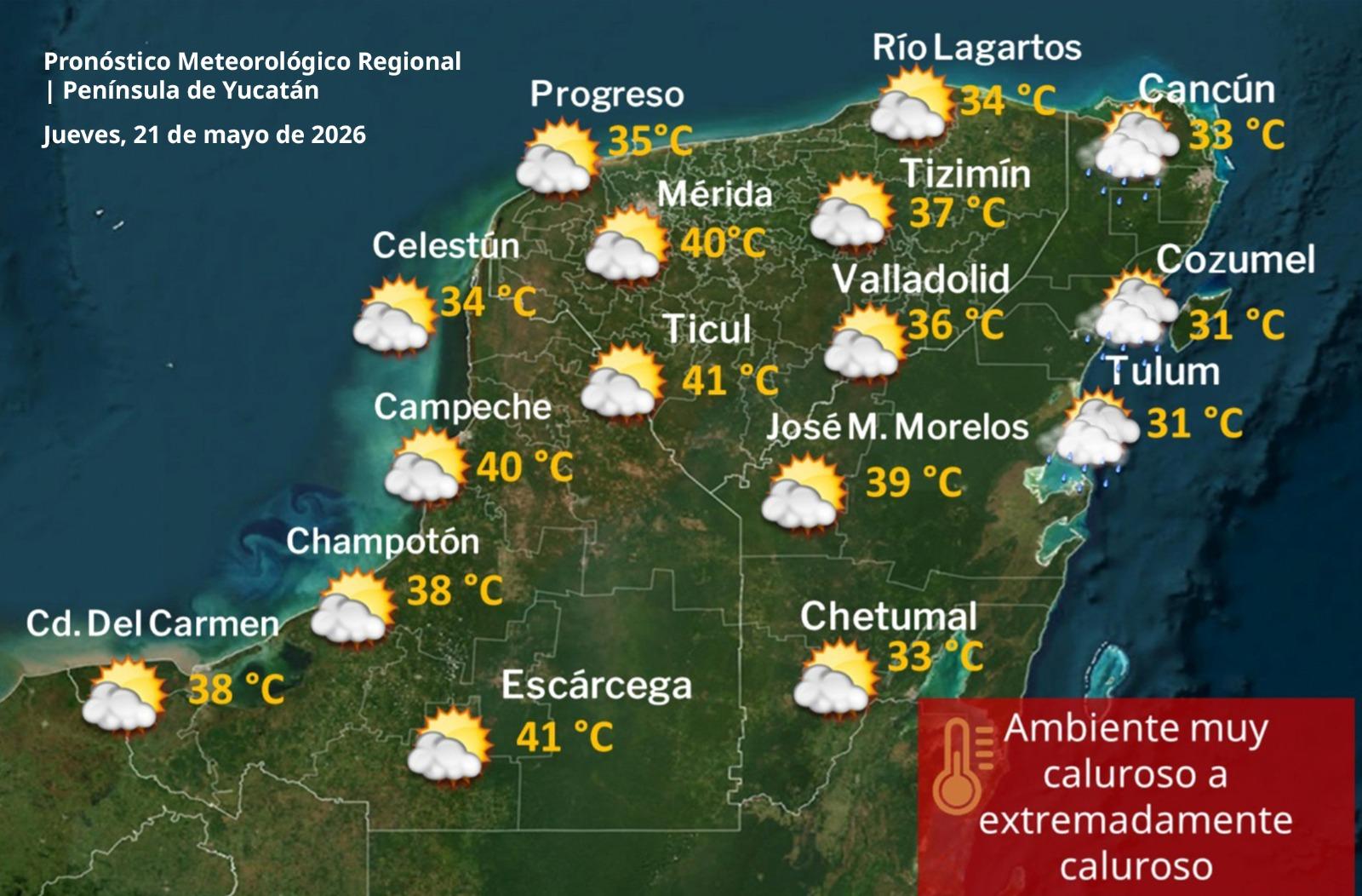 Pronóstico del tiempo: Así será el clima en Yucatán este jueves 21 de mayo