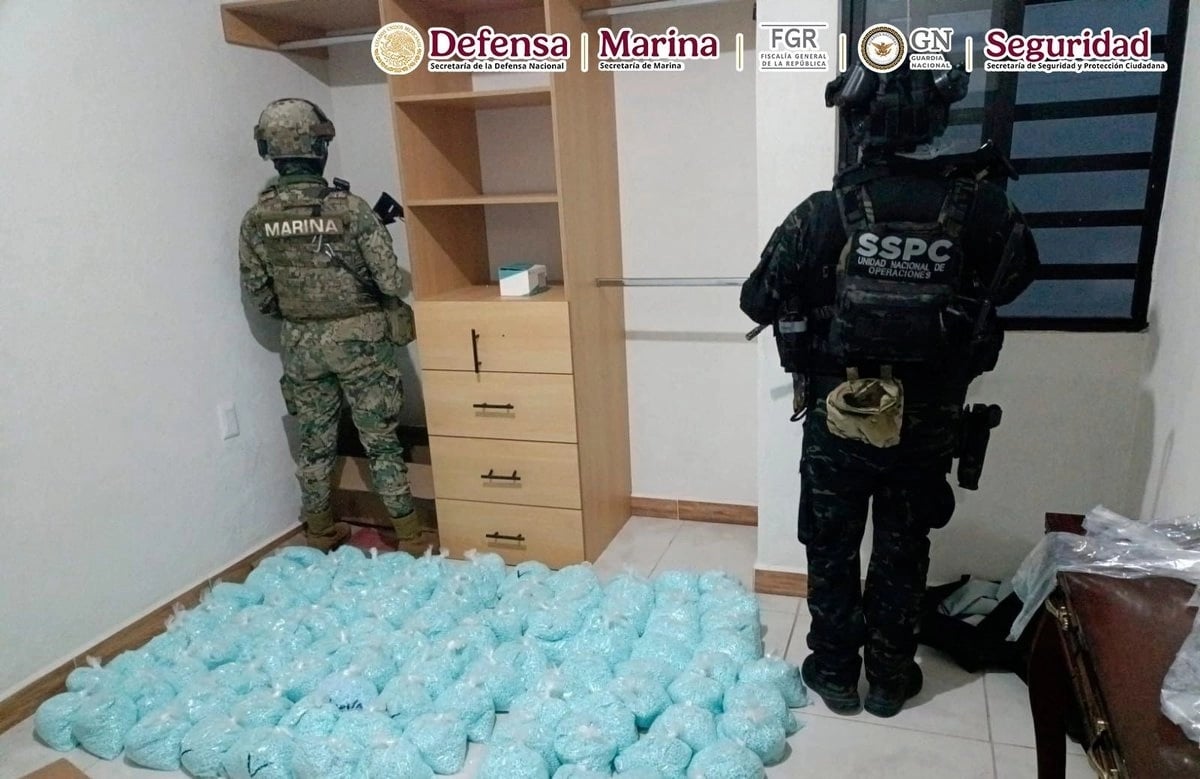 Decomisan en Colima 14 millones de dosis de fentanilo; hay seis detenidos