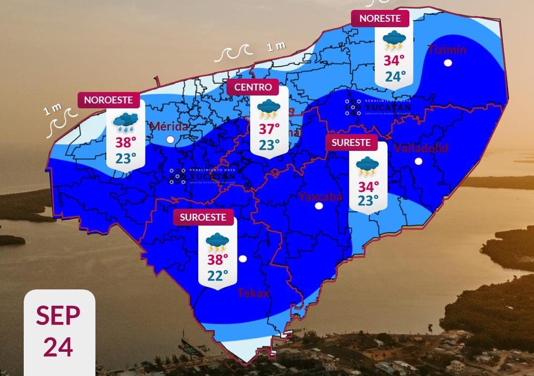 Pronóstico del tiempo: Así será el clima en Yucatán este jueves 24 de septiembre