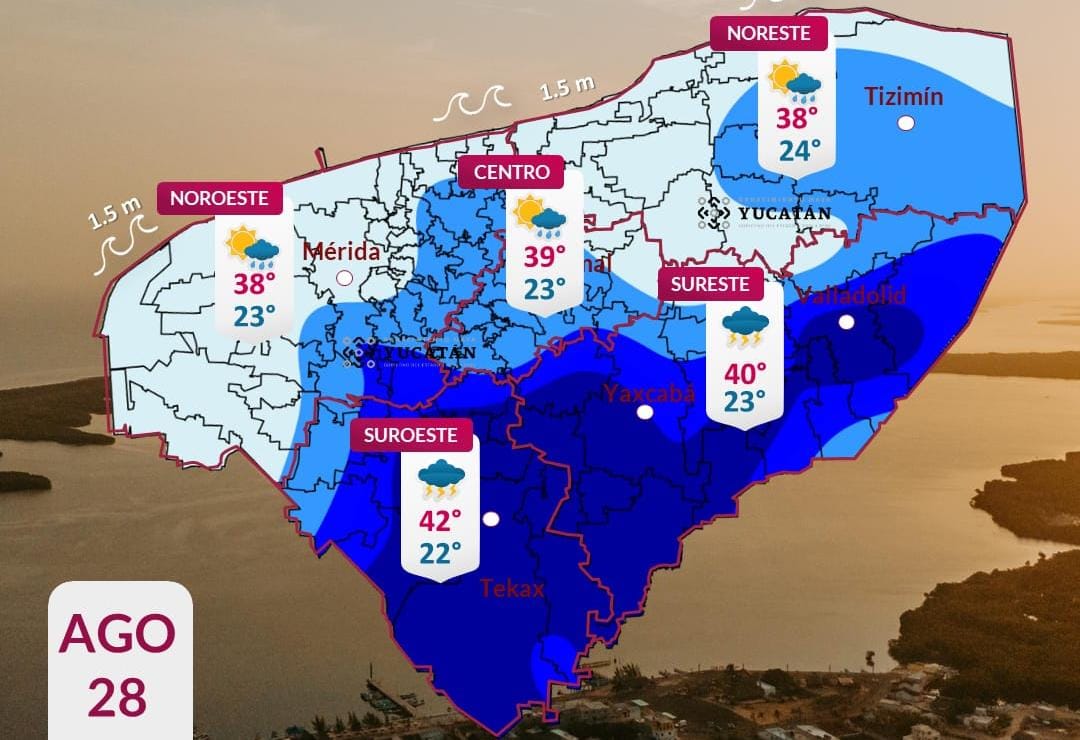 Pronóstico del tiempo: Así será el clima en Yucatán este viernes 28 de agosto