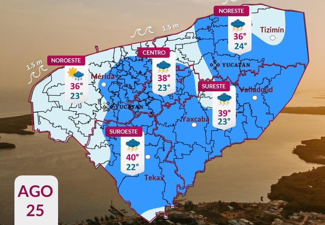 Pronóstico del tiempo: Así será el clima en Yucatán este martes 25 de agosto