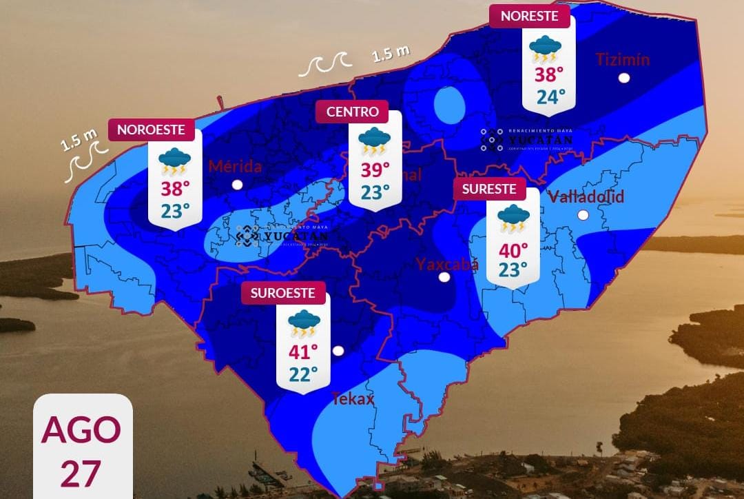 Pronóstico del tiempo: Así será el clima en Yucatán este jueves 27 de agosto