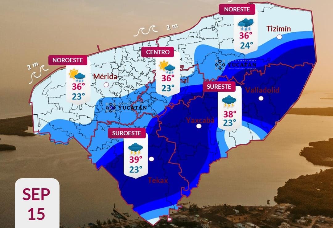 Pronóstico del tiempo: Así será el clima en Yucatán este martes 15 de septiembre