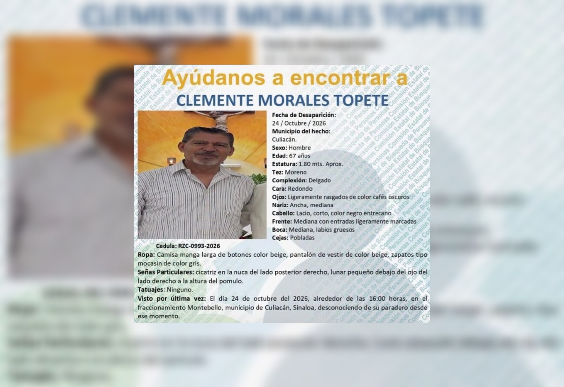 Episcopado Mexicano reporta desaparición en Culiacán del sacedorte Clemente Morales