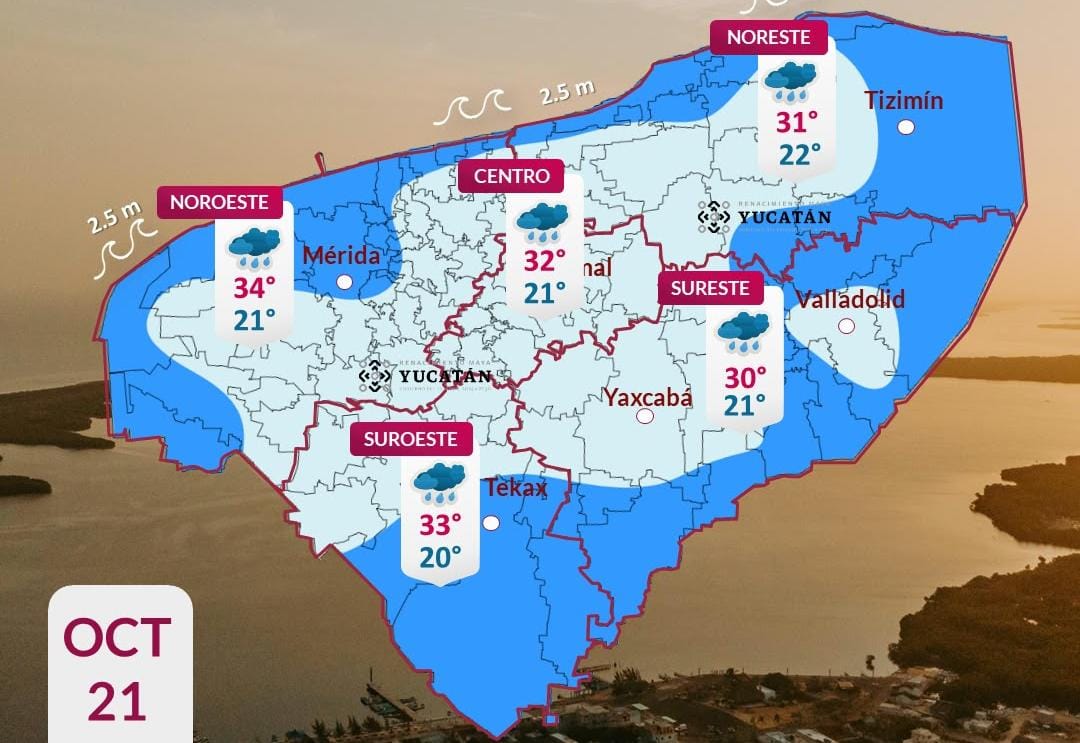 Pronóstico del tiempo: Así será el clima en Yucatán este miércoles 21 de octubre
