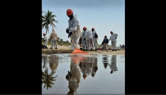 Recolectan 889 toneladas de hidrocarburo tras derrame en Golfo de México; continúa limpieza