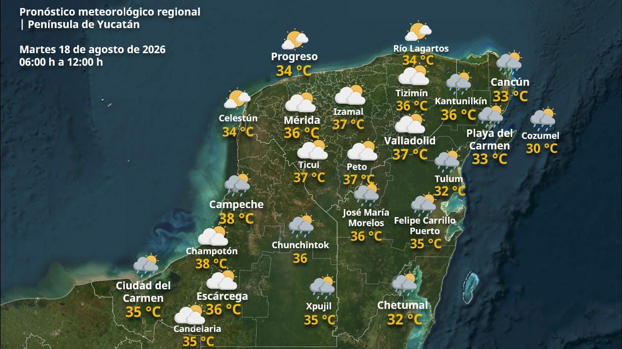 Pronóstico del tiempo: Así será el clima en Yucatán este martes 18 de agosto