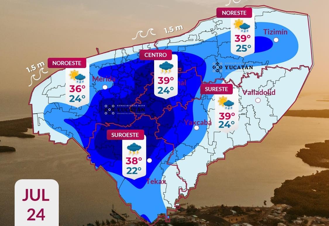 Pronóstico del tiempo: Así será el clima en Yucatán este viernes 24 de julio
