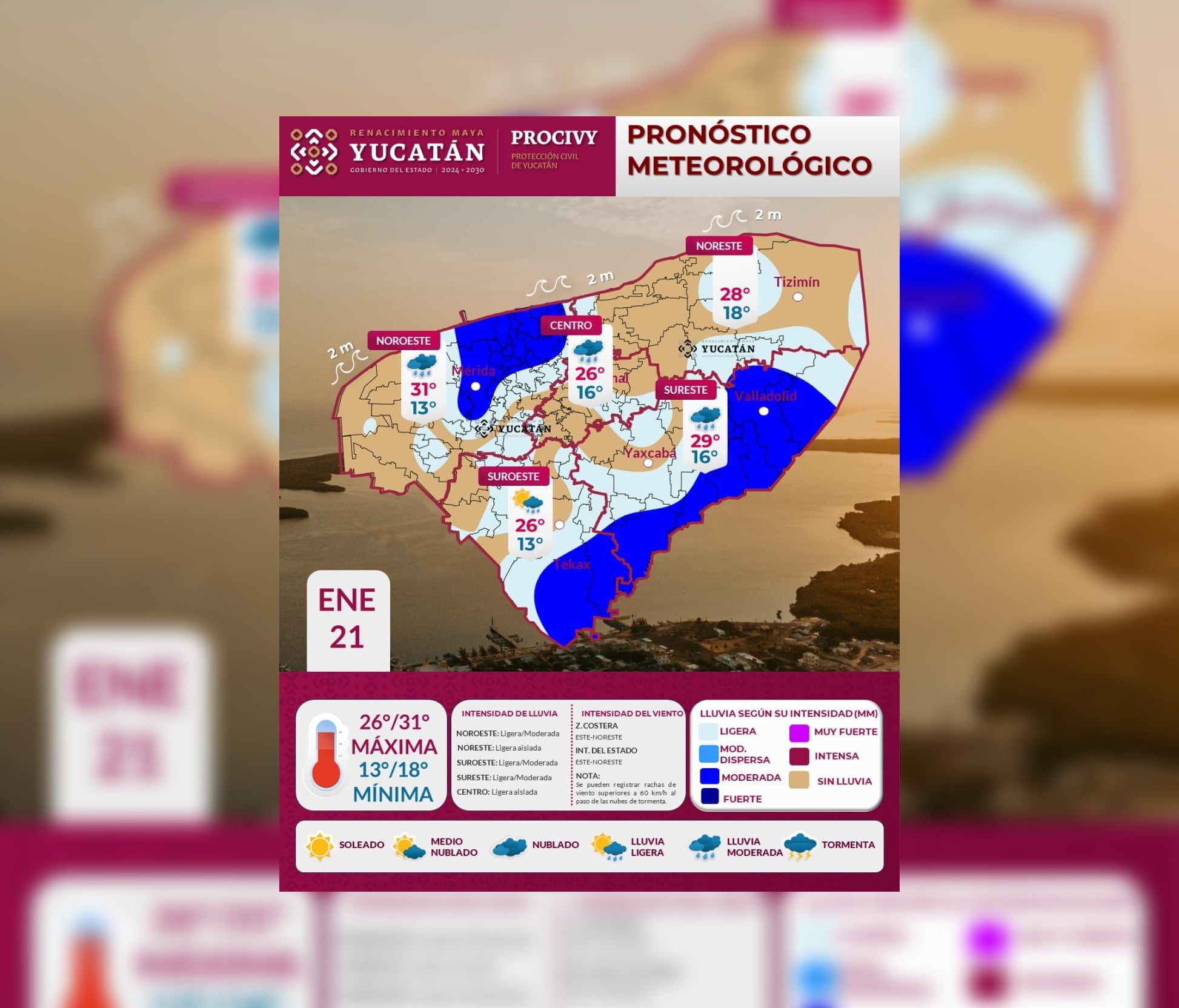 Clima en Yucatán este miércoles 21 de enero 