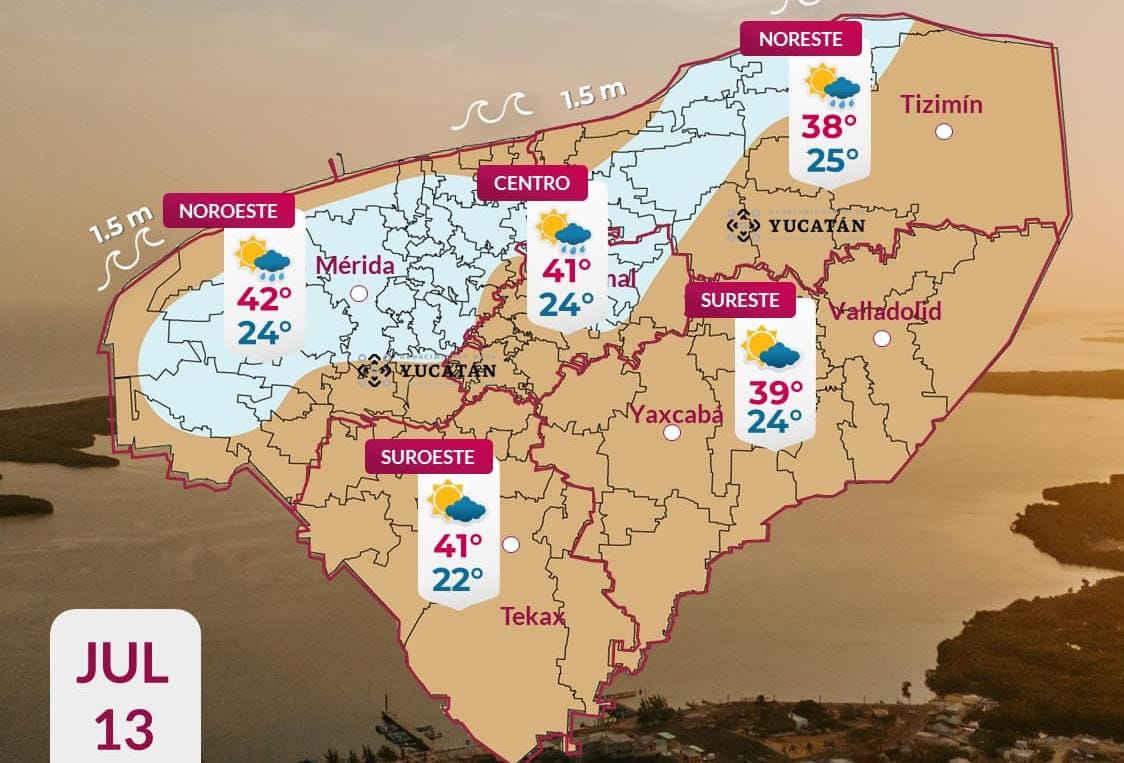 Pronóstico del tiempo: Así será el clima en Yucatán este lunes 13 de julio