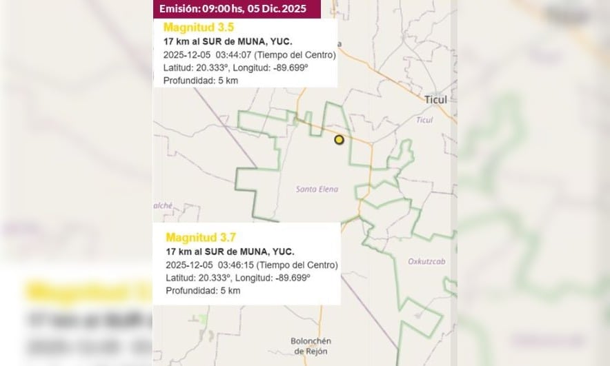 Registra Yucatán dos sismos la madrugada de este viernes; autoridades descartan riesgo