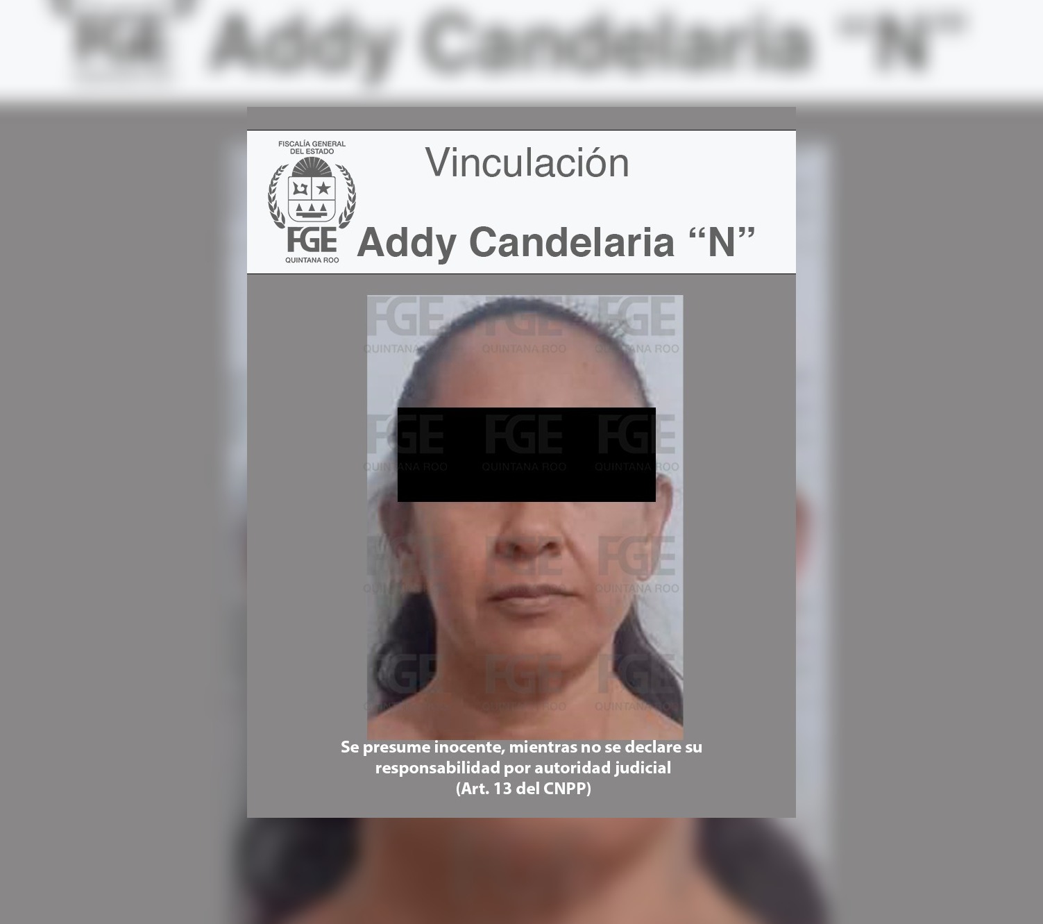 Addy Candelaria 'N' es vinculada a proceso por el feminicidio de Vianca Moreno Labastida, ocurrido en Playa del Carmen