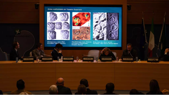 Hallan miles de huellas de dinosaurio en acantilados alpinos en Italia