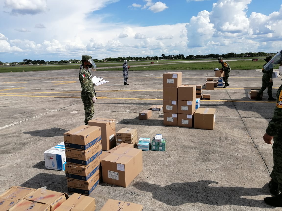 Llega de CDMX a Mérida una tonelada de insumos médicos