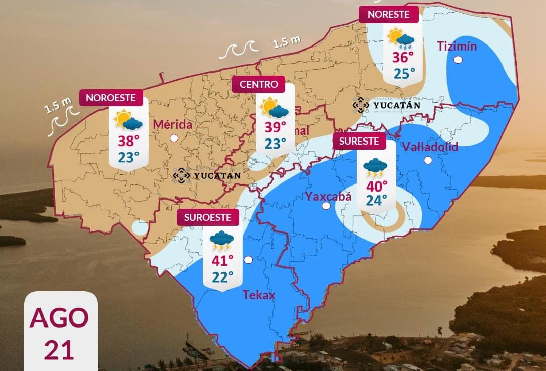 Pronóstico del tiempo: Así será el clima en Yucatán este viernes 21 de agosto