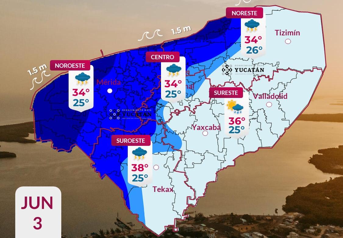Pronóstico del tiempo: Así será el clima en Yucatán este miércoles 3 de junio