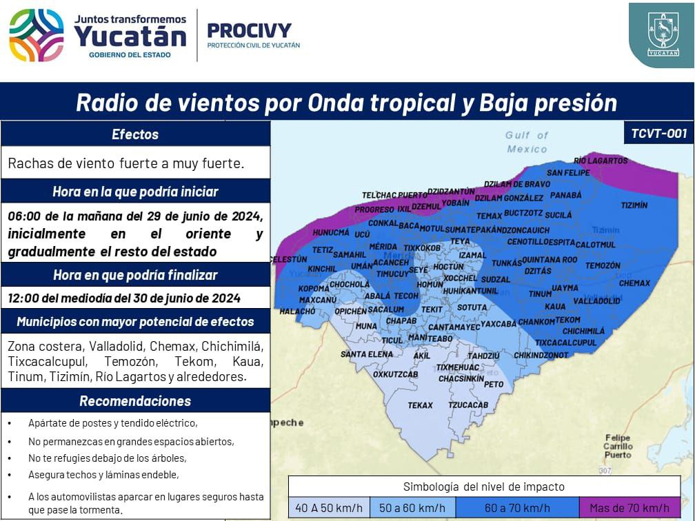 Piden precaución en el oriente y costas de Yucatán debido a intensas lluvias