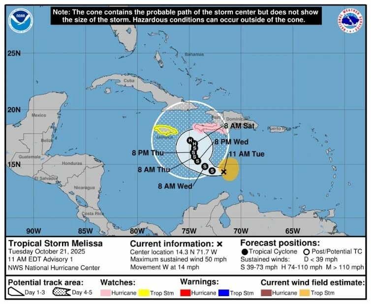 Descartan que la tormenta tropical 'Melissa' represente riesgo para QRoo