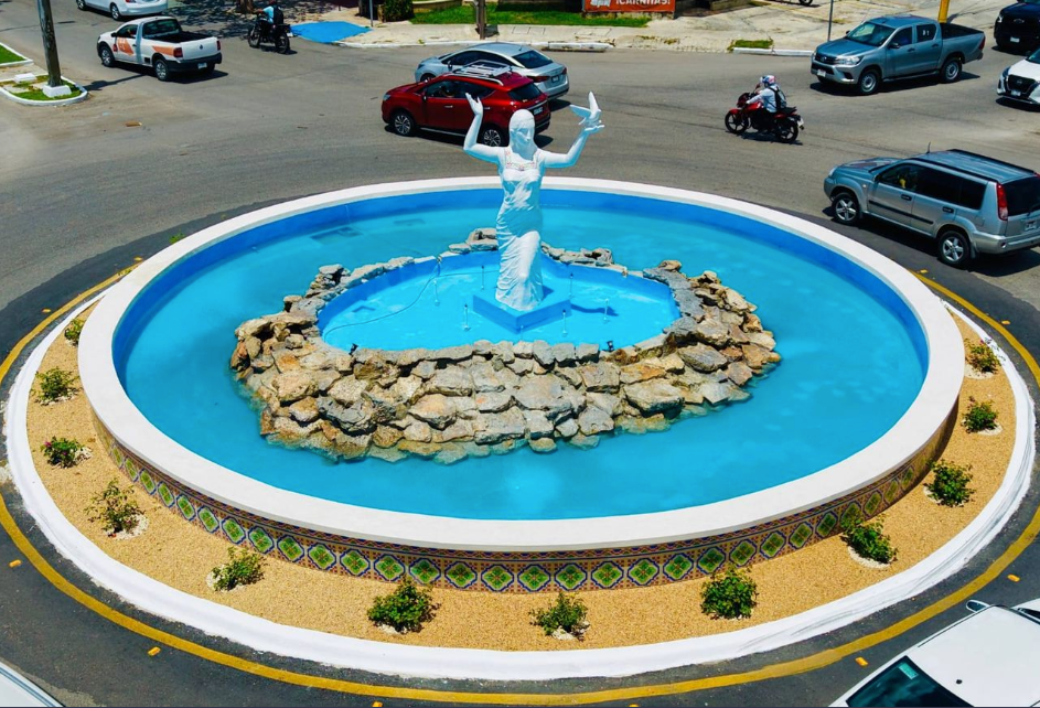 Termina renovación de la glorieta de La Mestiza en Francisco de Montejo y el Reloj Maya en Ciudad Caucel