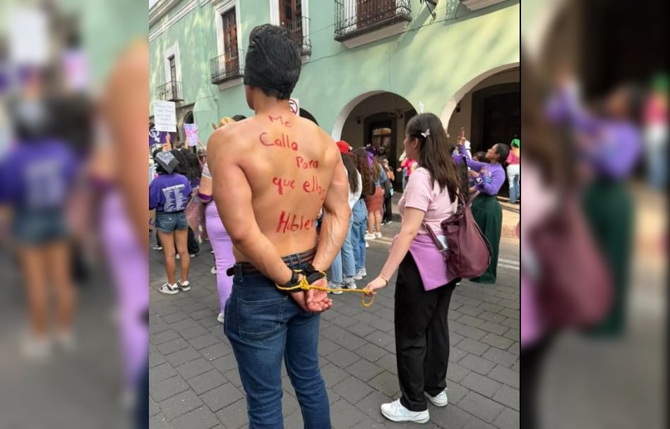 Acusan a hombre de ser deudor alimentario; marchaba con mujeres por 8M en Tlaxcala