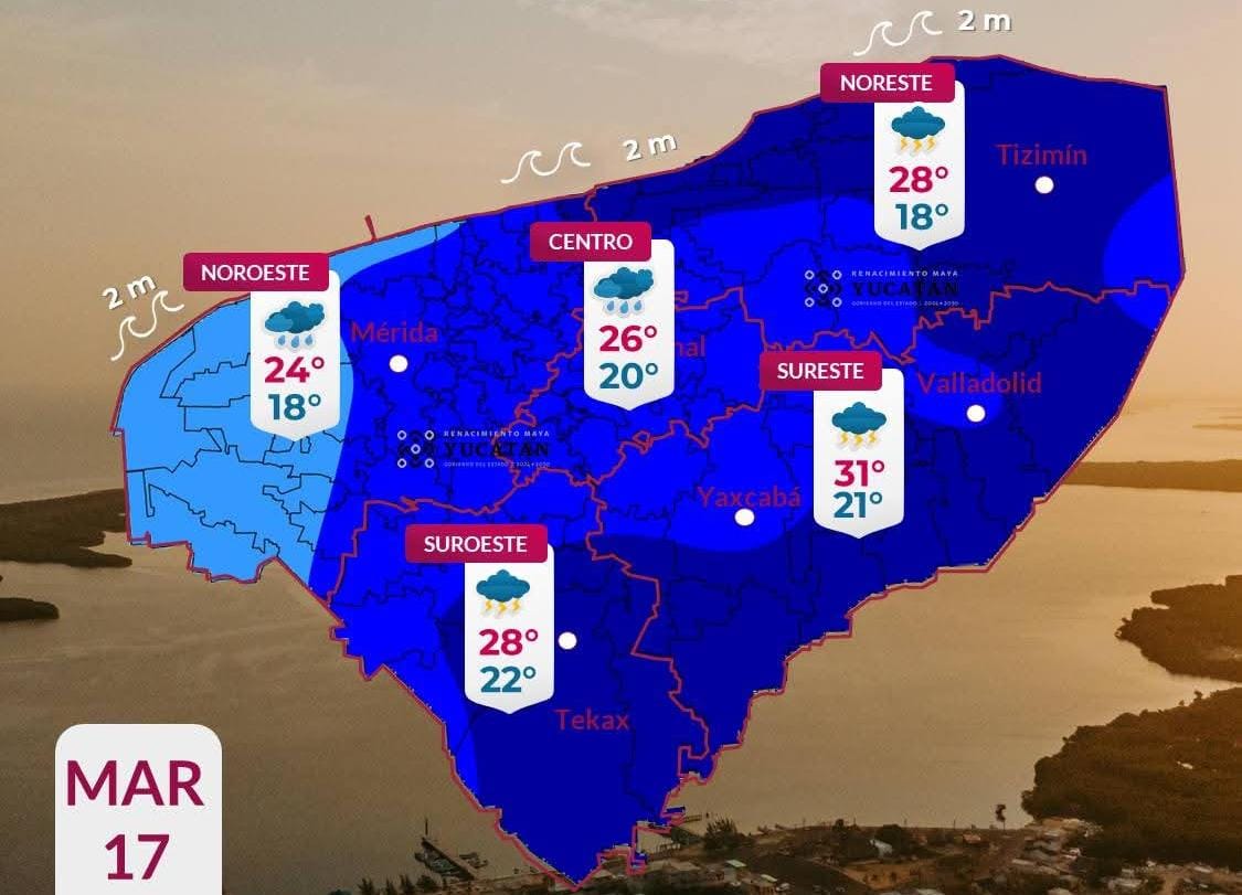 Pronóstico del tiempo: Así será el clima en Yucatán este martes 17 de marzo