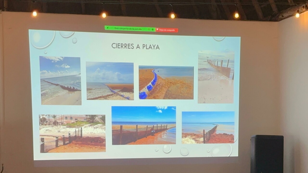 Comparten conocimientos sobre el uso adecuado de barreras para el manejo del sargazo en Tulum