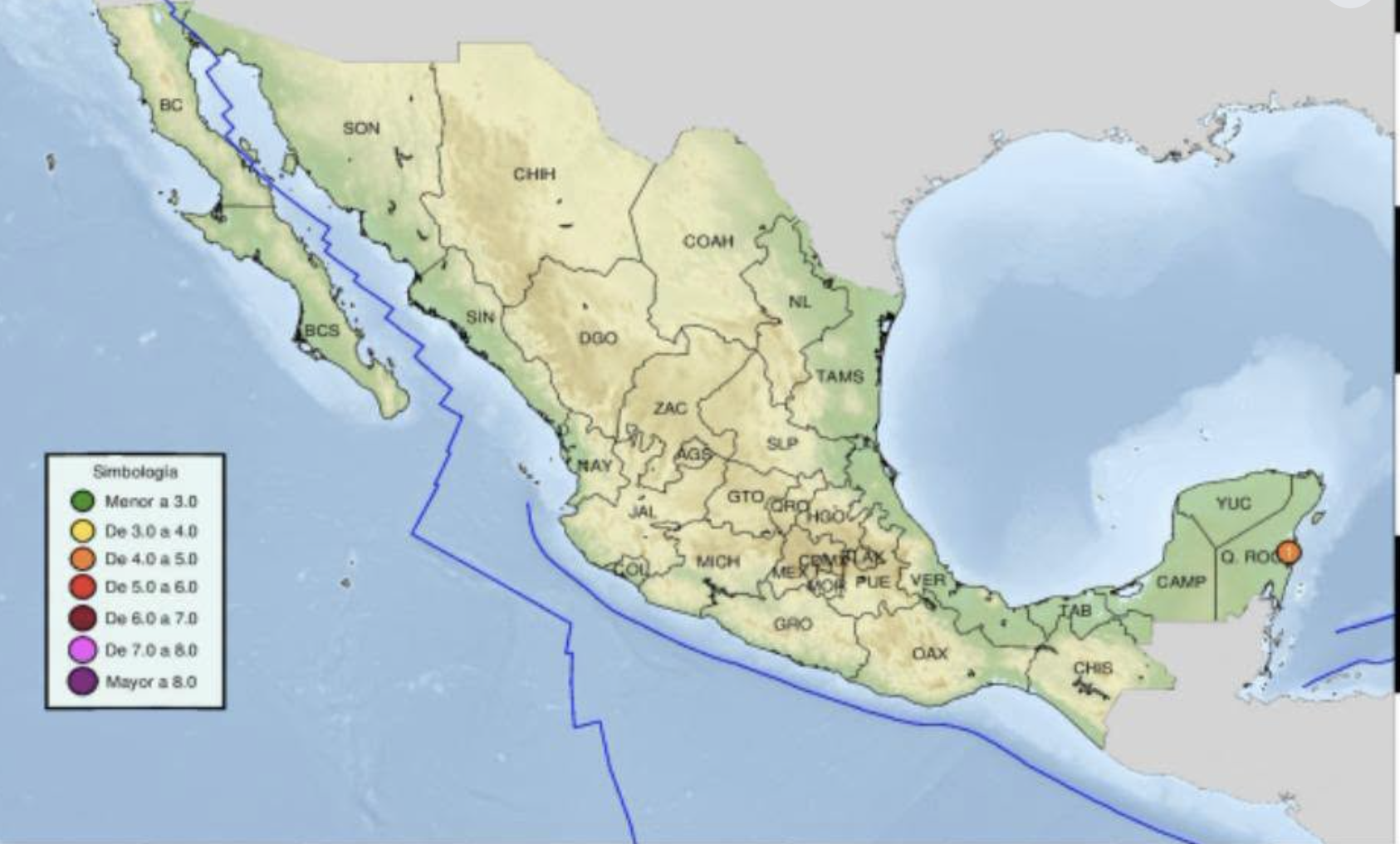 Reportan sismo de 4.6 en Felipe Carrillo Puerto