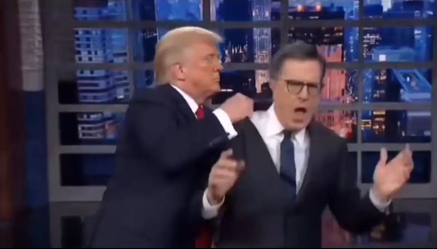 Con video hecho con IA, Trump se burla de cancelación de programa de Stephen Colbert