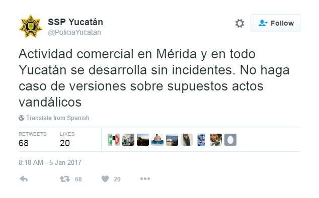 SSP desmiente actos vandálicos